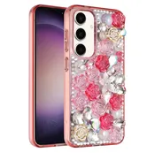 amsung Galaxy S24/S25 Luxury Diamond Gem Pearl Rhinestone Case Pink