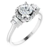 Halo Style Ring Setting in 10K White Gold - Round 5.8mm