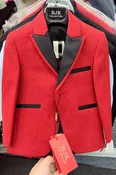 2022SH-44 Red Glittered Tuxedo suit for boys.