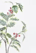 28" Faux Winter Holly Stem