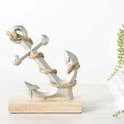 5.5" Silver Anchor on Wood Base