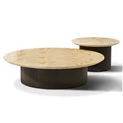 43" Birch Wood Veneer Coffee Table Set of 2