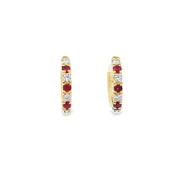 Hoops Earrings Ruby and Diamond  14KYG  (E202514 )