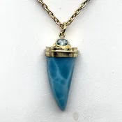 Larimar Pendant with Aquamarine 18k #82393 — Everett Designs