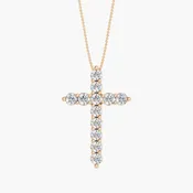14K Gold 1.25 Carat Lab Grown Diamond Cross Necklace