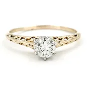 Vintage 14 Karat Gold Engagement Ring With 0.39 Carat Old European Cut Diamond EGL – G VS2