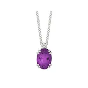 0.02Ctw Diamond & Amethyst Birthstone Pendant