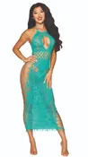 Agate Sheer Fringe Hem Halter Dress