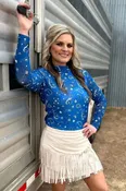 Bandana Babe Mesh Top Blue