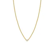 14K DIAMOND BEZEL XS CURB CHAIN NECKLACE