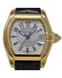 Cartier Roadster W62003V2 2524 Yellow Gold Automatic Silver Black Leather #I3252