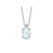 0.02Ctw Diamond & Created Aquamarine Birthstone Pendant