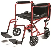 Everest & Jennings Aluminum Transport Chair, EJ782-1, Red, 19×16 Seat