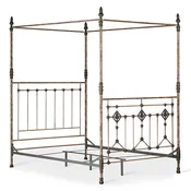 Clovis Iron Bed - Full Size Canopy with frame - Vintage Distressed Beige
