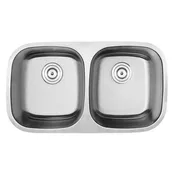32.5" TICOR E5020 HAVEN SERIES 16-GAUGE STAINLESS STEEL UNDERMOUNT DOUBLE BASIN