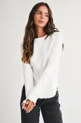 8414IN Thermal Knit Lettuce Edge Long Sleeve Top