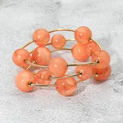 Coral Chunky Ball 3-Piece Stretch Bracelet Set on Gold | 699467