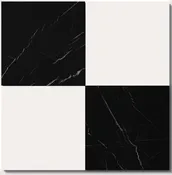 12x12 Checkerboard Pattern Thassos Honed Marble and Nero Marquina Honed Marble