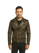 Allaric Alley Distressed Brown Leather Biker Jacket