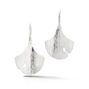 14K White Gold Ginkgo Drop Earrings