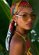 Abeni Women's African Print Scarf (Forest Paint Splatter)