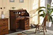 42" Student Roll Top Desk by Tennessee Enterprises 8942TBW 8942BBW Burnished Walnut Discontinued