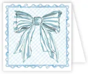 Blue Bow with Blue Scalloped Border Enclosure Card