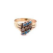 10KR Victorian Turquoise & Pearl Ring
