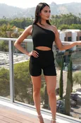 Juliette One Shoulder Romper Black