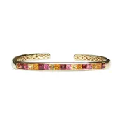 14K YG Cirque Rectangular Hinged Cuff with Garnet, Tourmaline, and Citrine, by Jane Taylor. — jane taylor jewelry