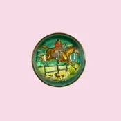 ANTIQUE Horse Bridle Birdette Domed Hand Painted Equestrian Brooch — Carmine & Hayworth Vintage
