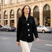 Floral Placket Shirt in Black | Women's Relaxed Fit Blouse - NS24-19