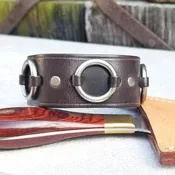 1 1/4" Ring Cuff / Brown/ Silver / 7.5" Wrist
