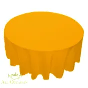 120 Inch Round Polyester Tablecloth Gold | All Occasion Rentals