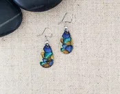 Alcohol Ink Stainless Teardrop Earrings - Blue