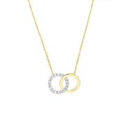 14K Two Tone Diamond Circle Necklace .18ctw 18in Elegant Layering Chic