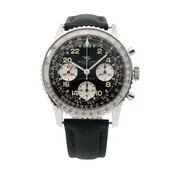 Breitling Navitimer 41mm SS 809 Black Dial on leather band