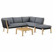 Barry  Solid Wood and Rope With Cushions Seating Set