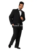 Black “Lux” Satin Framed Notch Lapel Tuxedo