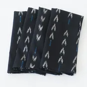 Black Blue V Dash Ikat Cloth Dinner Napkins Set of 4