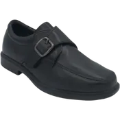 Benelaccio Boys' Leather Moc Toe Buckle Shoes - Black