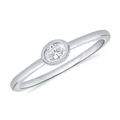 0.18 Carat Oval-Cut Diamond Bezel Ring in 14K White, Yellow, or Rose Gold