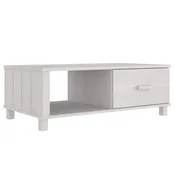 Couchtisch, rechteckig, Schublade, weißes Massivholz Kiefer