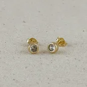 18k Gold Filled Mini CZ Zirconia Round Stud Earrings