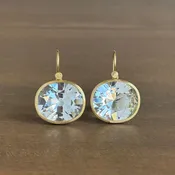18k Gold & Natural Oval White Topaz Earrings