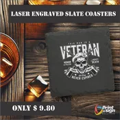 Laser Engraved VETERAN coasters