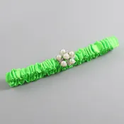 Acid Green Satin Wedding Garter / Solid Green Wedding Garters / Liza #(556-556)-03-M13