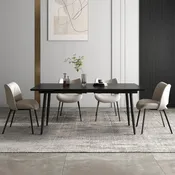 5 Piece 62.9 inch to 94.4 inch Extendable Dining Table Set with Sintered Stone Top 4 Chairs