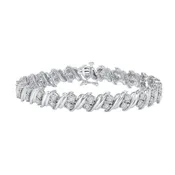 1.00 CT. T.W. Ladies Angled Diamonds & Stretched "S" Link Tennis Bracelet