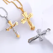 304 Stainless Steel 18K Gold Plated Men’s Cross Necklace